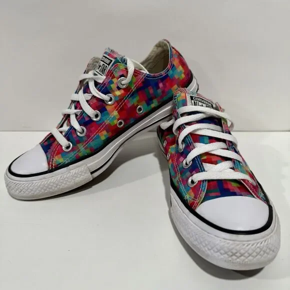 Converse Chuck Taylor Pixel Shoes W6/M4 Pink Blue White Canvas Lace Up Sneakers - Picture 1 of 11
